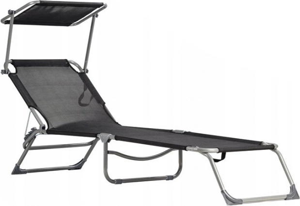 Chaise longue de jardin avec auvent réglable noire multigarden
