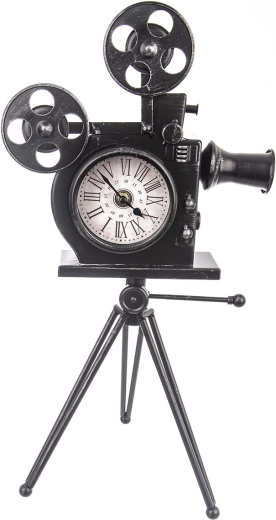 Orologio da terra in metallo a forma di fotocamera