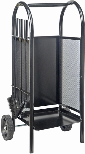 Kandallókosár kocsival és szerszámkészlettel, acél, 82,5 cm