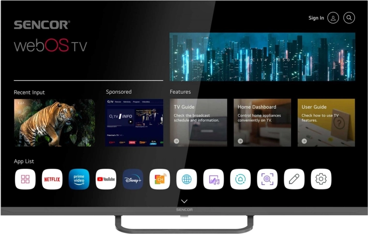 Sencor 32" LED-televisie smart webOS met Wi‑Fi en Bluetooth