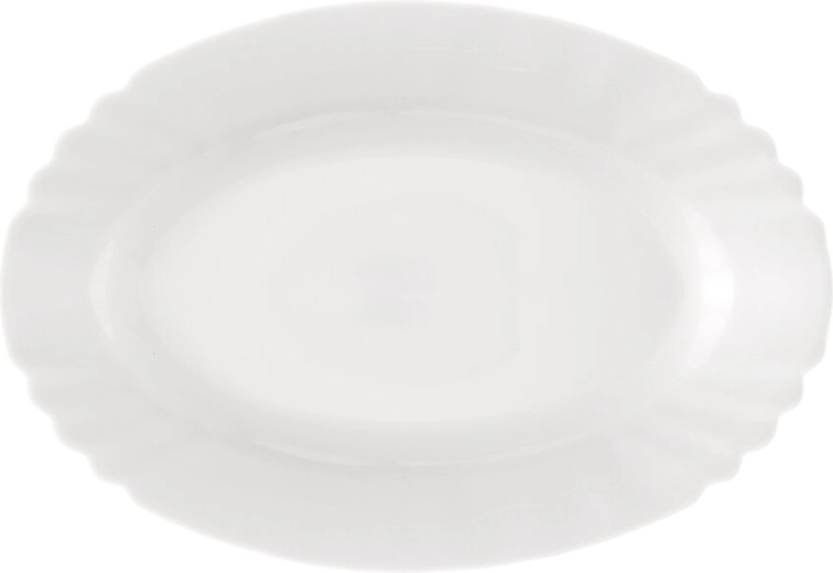 Serveringsfad LUNA i opalglas, oval 23 × 16 cm, bølger