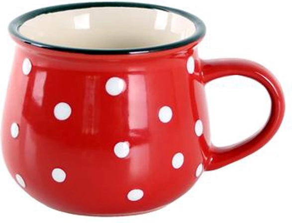 Mug en céramique rouge à pois blancs 230 ml