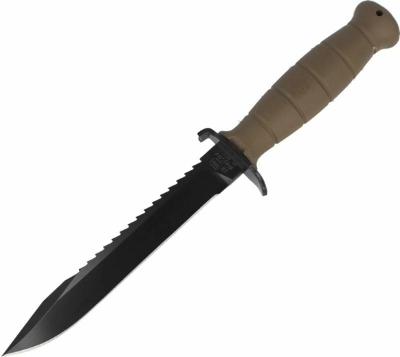 GLOCK FM81 coltello survival Dark Earth con seghetto, 16,5 cm