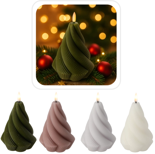 LED Wax Spiral Candle Twisted 9 × 12.5 cm with Timer