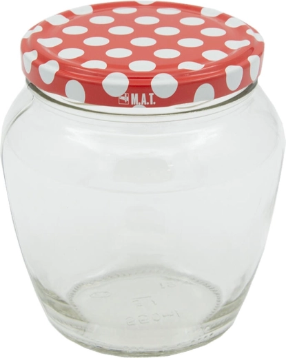 Canning Jars 550 ml TWIST 82 with Polka Dot Lids, Set of 8