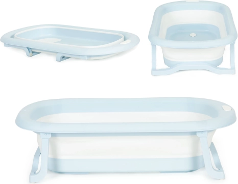 Vasca da bagno pieghevole per bambini con scarico, grigia