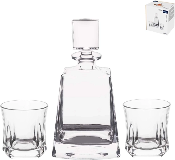 Carafe à whisky en verre Imperial robust avec 2 verres
