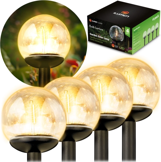 Luci solari da giardino a sfera 4 pz ILUMEN LS-103