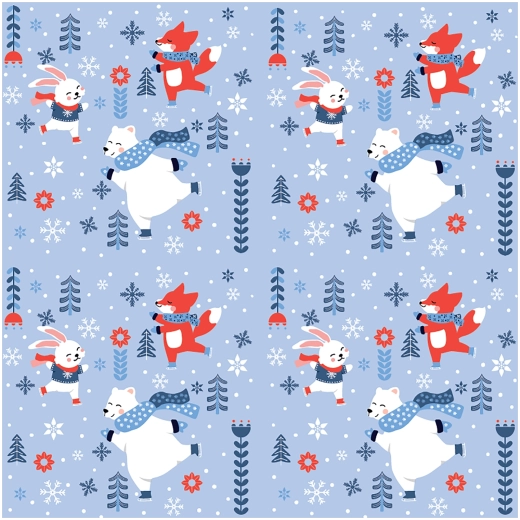 Serviettes Plaisirs d’hiver avec petits animaux, 3 plis, 33 × 33 cm