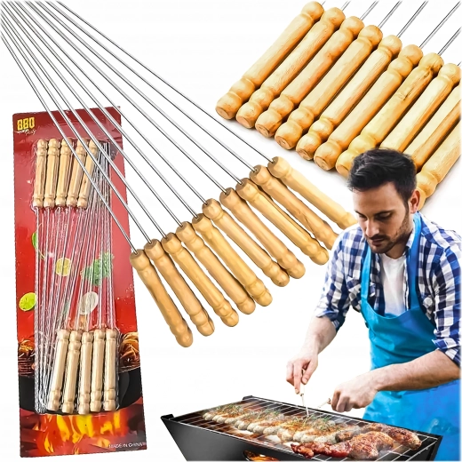 Metal grill skewers, 10 pcs, 30 cm