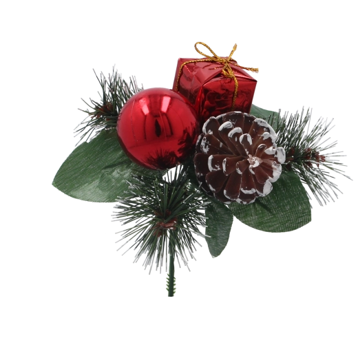 Branche décorative de Noël rouge 18 cm