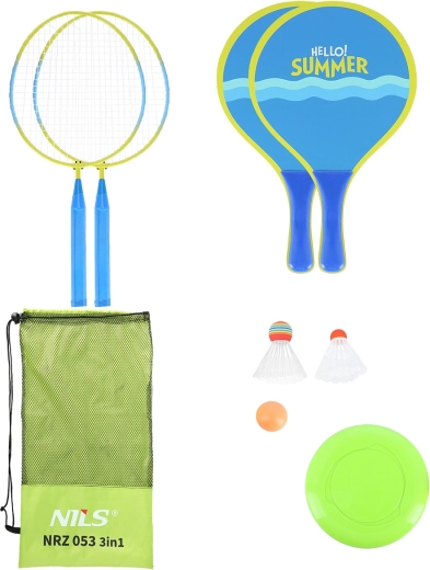 Beach and Garden Set 3-in-1 NILS – badminton, paddles and frisbee