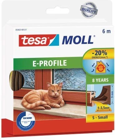 Guarnizione per finestre e porte E 9×4 mm, marrone, 6 m