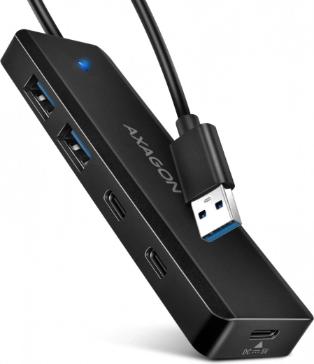 Axagon Travel kompaktný 4-portový USB hub 5 Gb/s (2× USB-A, 2× USB-C)