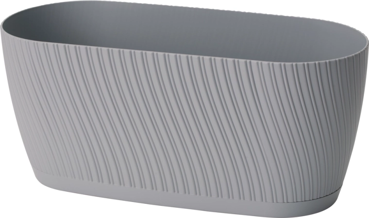 Mika Eco Recycled virágláda alátéttel, 27 cm – platina