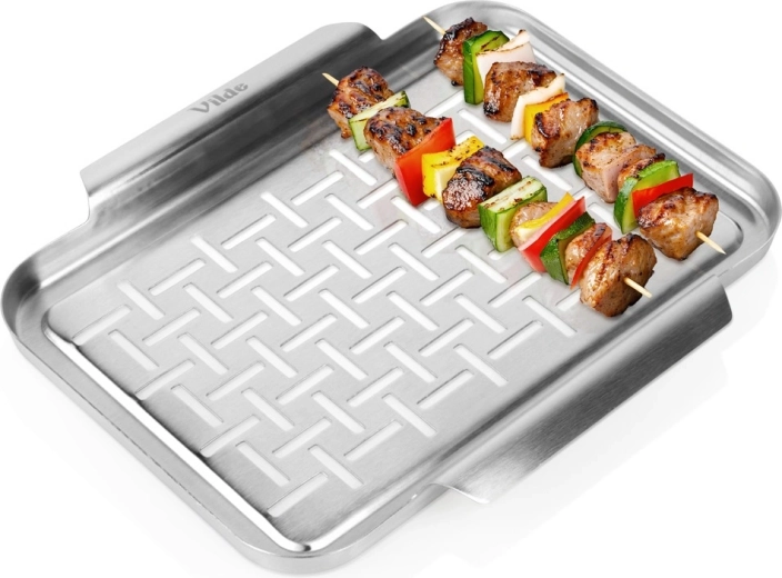Perforated Stainless Steel Grill Tray Vilde 29.5 × 25.5 cm