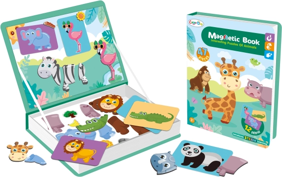 Magnetna knjiga sa safarijskim životinjama, 47 dijelova