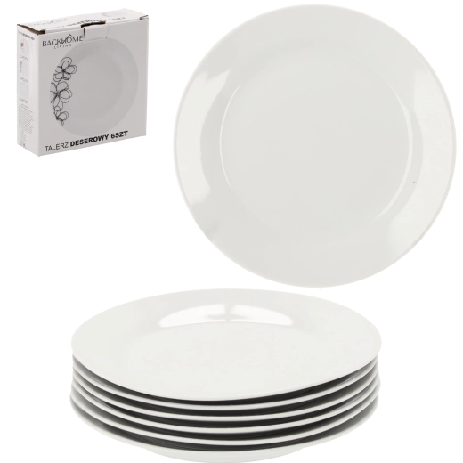 Set di piatti da dessert bianchi in vetro temperato 19 cm (6 pz)