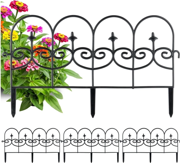 Bordure de jardin grillagée noire 59,5 × 24 cm, lot de 4 pièces