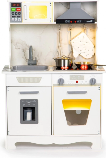 Cucina giocattolo in legno per bambini con effetti luminosi e sonori + accessori ECOTOYS