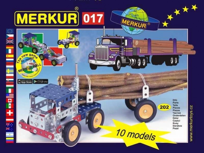 Merkur construction set truck – metal construction kit with 202 parts, 10 models