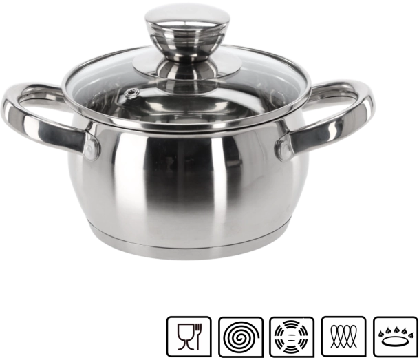 Casserole en acier inoxydable avec couvercle Belly 1 l 14 cm