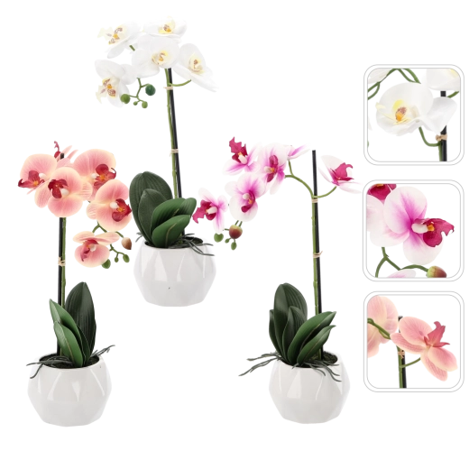 Fiore artificiale orchidea mix 3 colori 42 cm