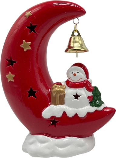 Keramički snjegović na mjesecu s LED osvjetljenjem