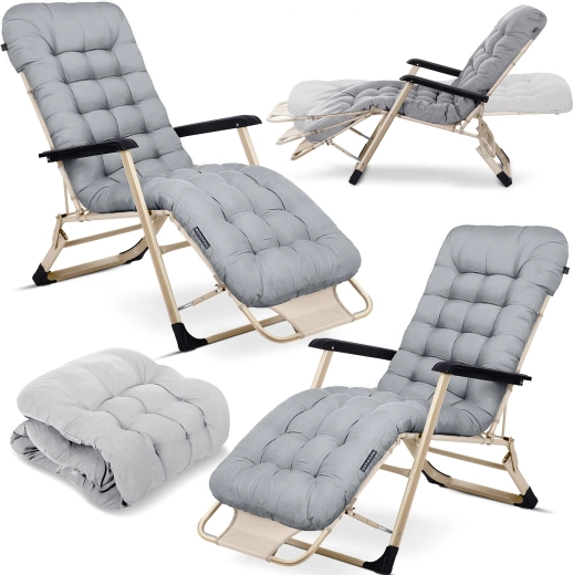 Lettino da giardino pieghevole con cuscino Sofotel ChillWell, set 2 pz, grigio chiaro
