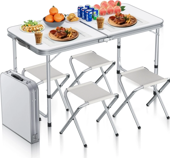 Table de camping pliante Camp 120 set noir (table + 4 chaises)