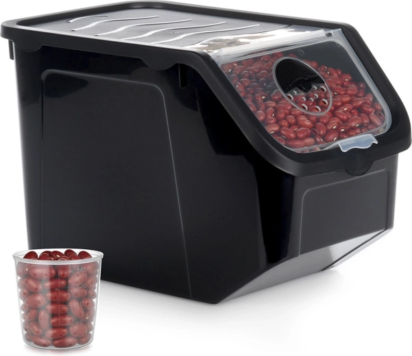 Black 12 L fruit and vegetable bin with lid