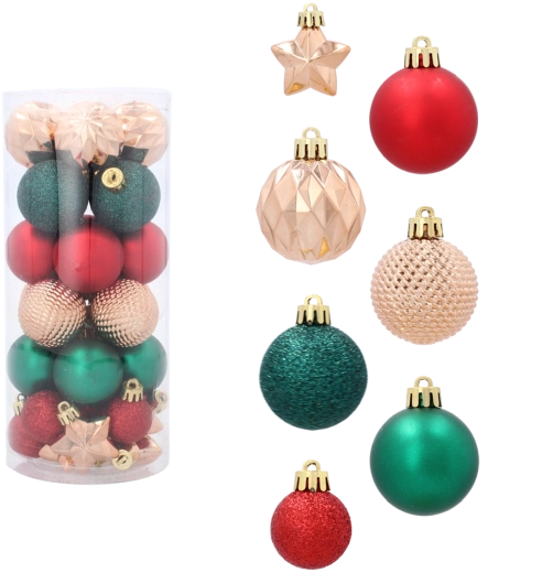 Set de décorations de Noël 32 pcs 3–4 cm rouge, or et vert Chomik