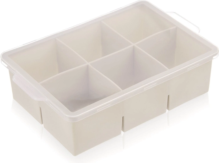 Moule en silicone pour glaçons XXL avec couvercle, beige 18,5 × 12 × 5 cm