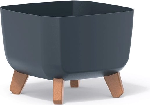 Cache-pot Gracia Square 24 × 24 × 18,7 cm anthracite sur pieds en bois