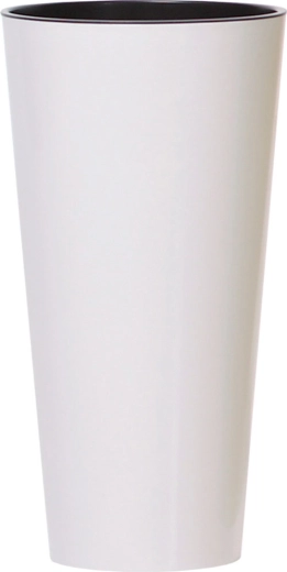 Fioriera Tubus Slim con inserto, 40 cm, bianca lucida