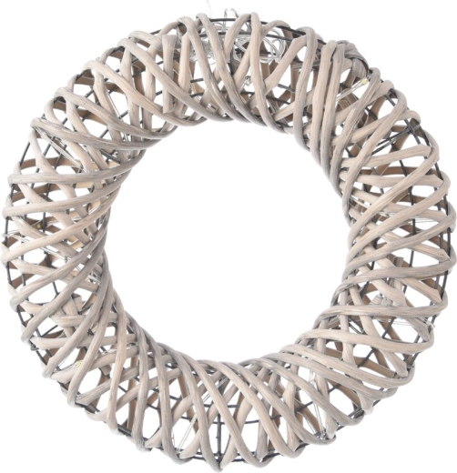 Couronne LED en rotin avec minuterie 30 cm, grise