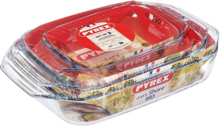 Set steklenih pekačev PYREX 3 kosi (1,4 l + 3 l + 4 l)