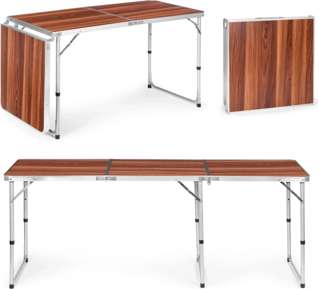 Folding camping table with brown top 180 × 60 cm MULTIGARDEN