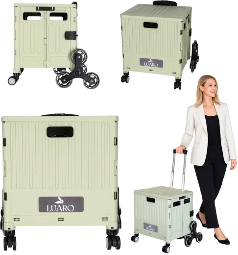 LUARO 32 L Folding Shopping Trolley with Stair-Climbing Wheels and Lid