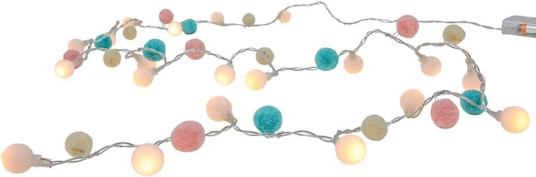 Light chain with timer, 20 LEDs and 20 ornaments, 150 cm