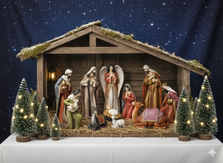 Set of 11 Christmas figurines made of polyresin up to 40.5 cm