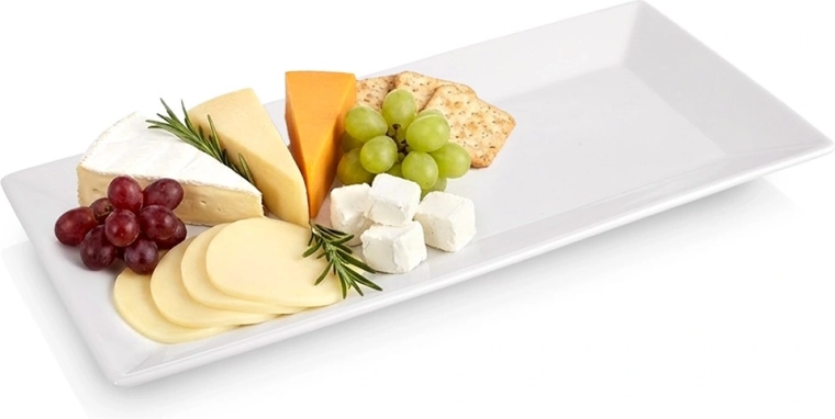 Assiette de service en porcelaine MONA 35 × 17 cm, blanche