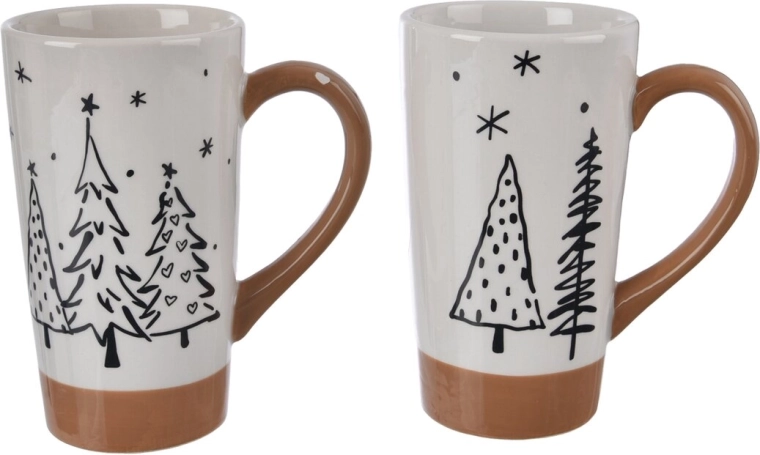 Tazza in dolomite a forma di albero di Natale bianco/beige 15 cm