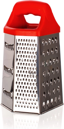 Râpe inox à six faces avec poignée rouge CULINARIA 22,5 cm