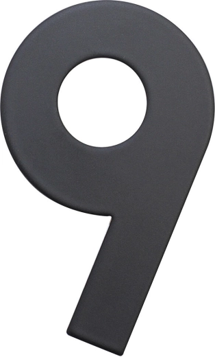 Numero civico 9, 75 mm, acciaio inox, nero opaco