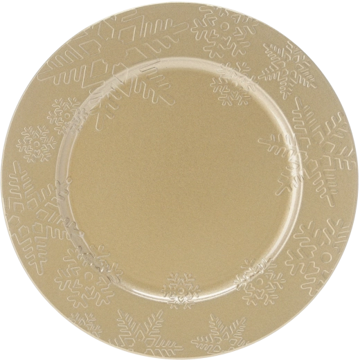 Zlata okrogla podkrožnica z vzorcem snežink 33 cm
