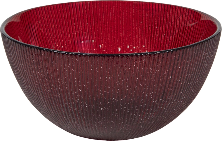 Bol en verre rouge avec paillettes 500 ml
