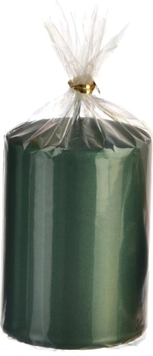 Cylindrical candle, matte metallic green