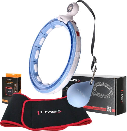 Set HMS: hula hoop massaggiante intelligente con peso, magneti e contatore + fascia snellente blu