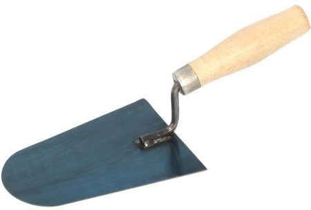 Stalowa kielnia murarska, okrągła 160 × 110 mm z drewnianym lakierowanym uchwytem